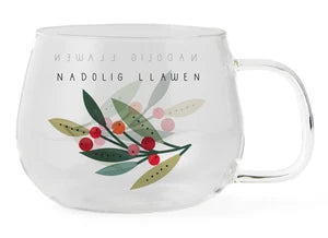 Nadolig Llawen Glass Mug - Various Designs