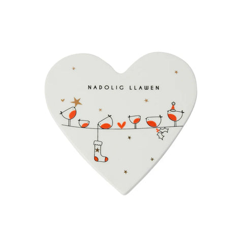 Heart Shaped Nadolig Llawen Coaster - Various Designs