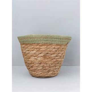 Medium Woven Plant Pot With Coloured Trim - Various Colours