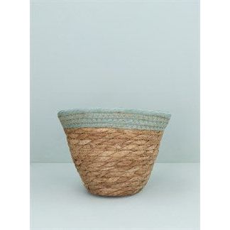 Medium Woven Plant Pot With Coloured Trim - Various Colours