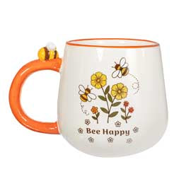 Retro 'Bee Happy' Shaped Mug