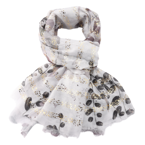 Lightweight Floral Scarf With Foil Detail - Various Colours