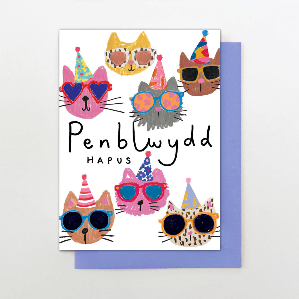 Penblwydd Hapus Cats Card
