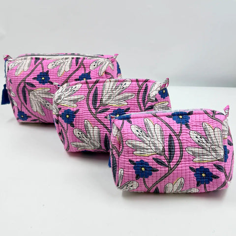 Summer Floral Quilted Wash Bag - Various Sizes