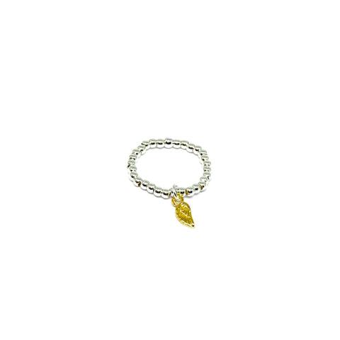 Silver Bead Stretch Ring - Various Charms