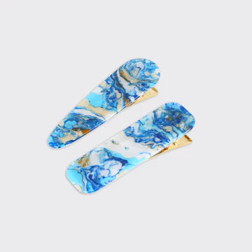 Athena Set Of 2 Hairclips - Azure Blue