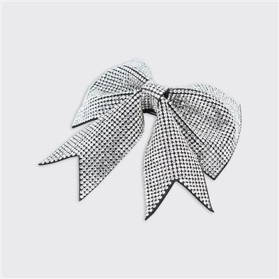 Hair Bow Barrette Clip - Silver