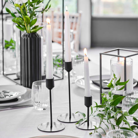Metal Dinner Candle Stick Holders - Various Colours