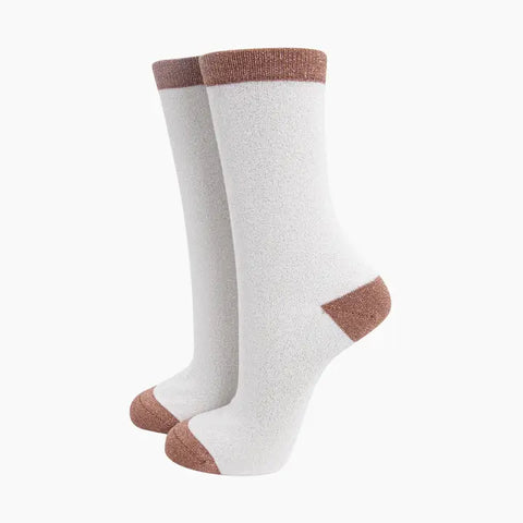 Glitter Socks with Contrast Top - Various Colours