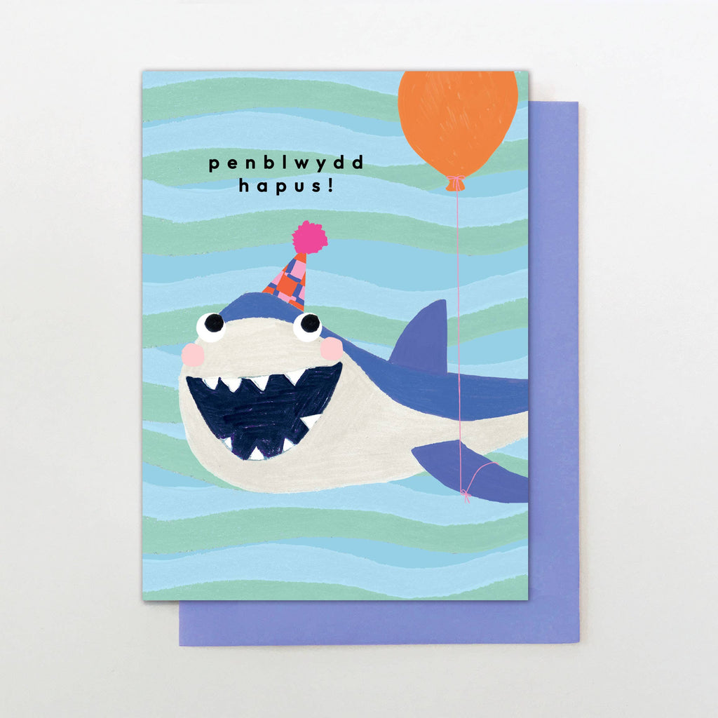 Penblwydd Hapus Shark Card