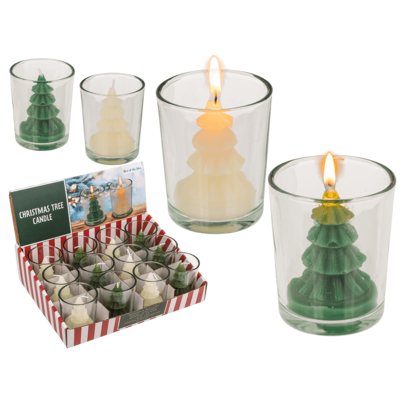Christmas Tree Candle in Glass