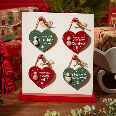 Pebble Cat Christmas Hanging Decoration - Various