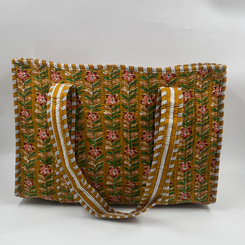 Quilted Cotton Tote Bag - Various Colours