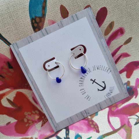 Sterling Silver Hoop & Teardrop  - Various Stones