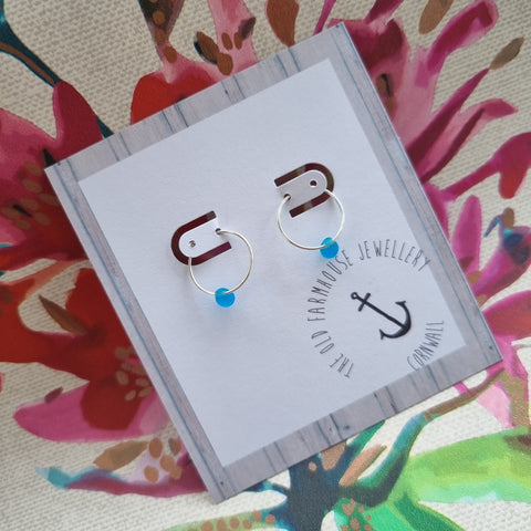 Sterling Silver Hoop & Teardrop  - Various Stones