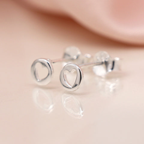 Sterling Silver Cut Out Heart Earrings