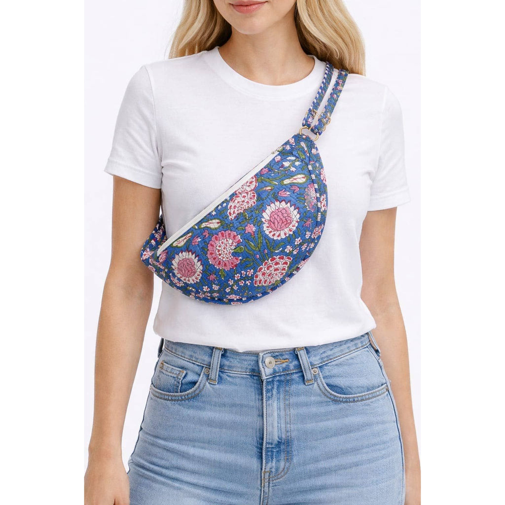 Quilted Cross Body Bag - Blue