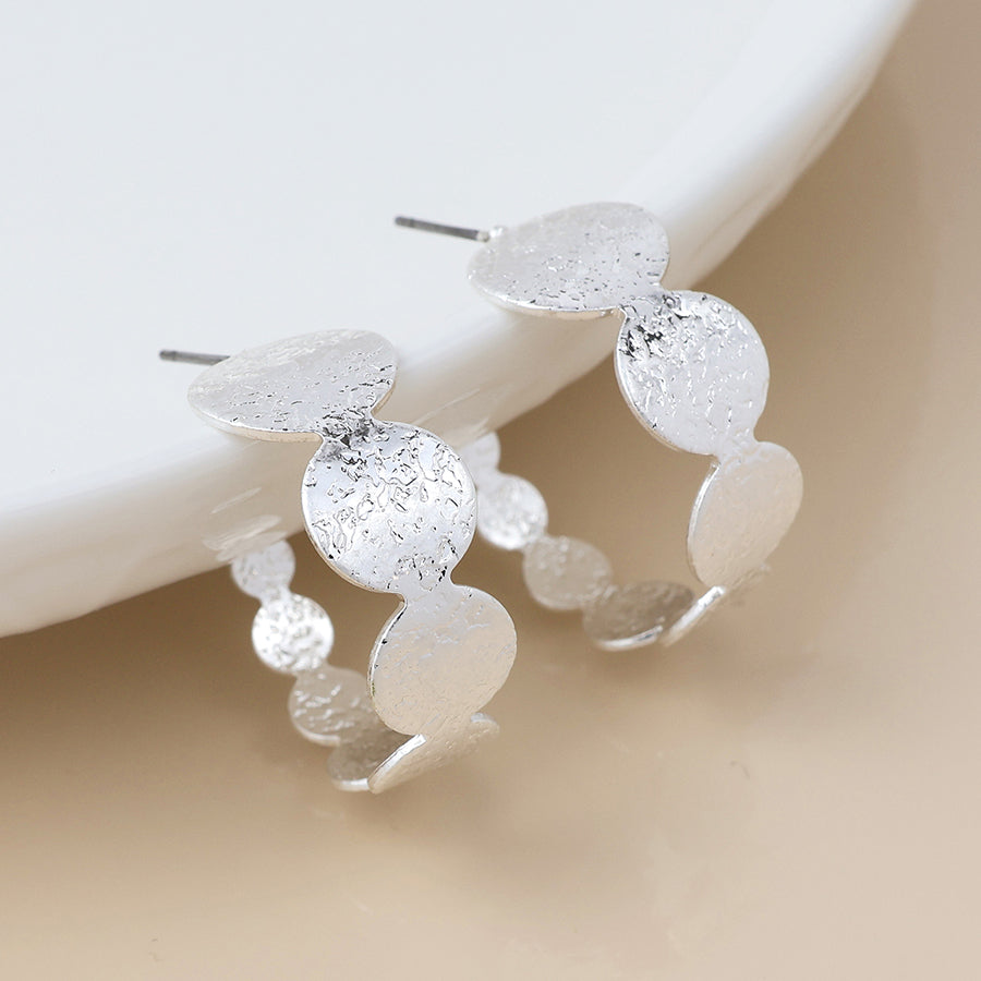 Silver Plated Dappled Disc Hoops