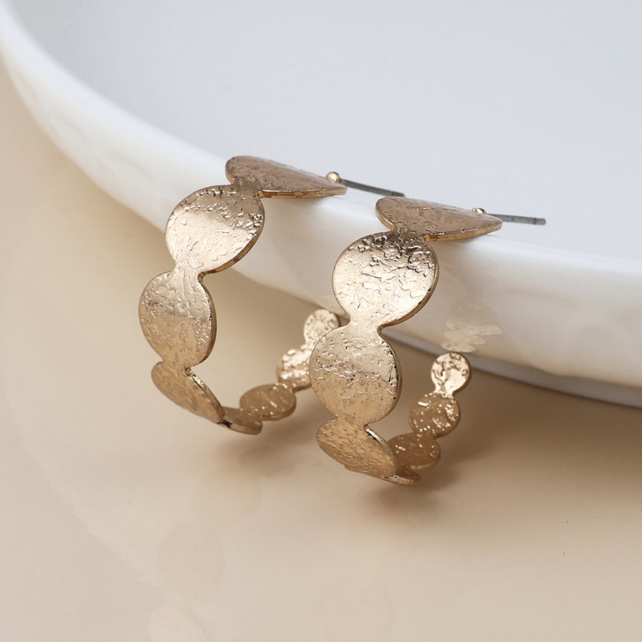 Golden Dappled Disc Hoops