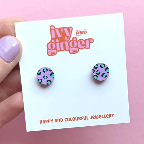 Leopard Print Circle Earrings - Various Colours