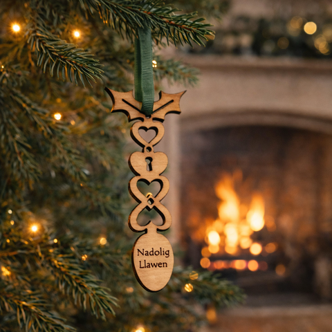 Welsh Love spoon Christmas Decoration – Nadolig Llawen