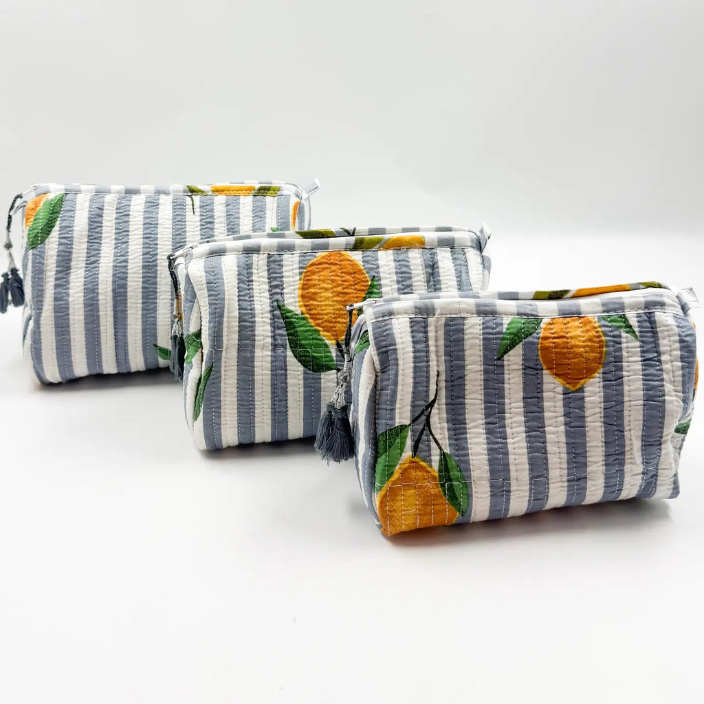 Lemon Quilted Wash Bag - Various Sizes