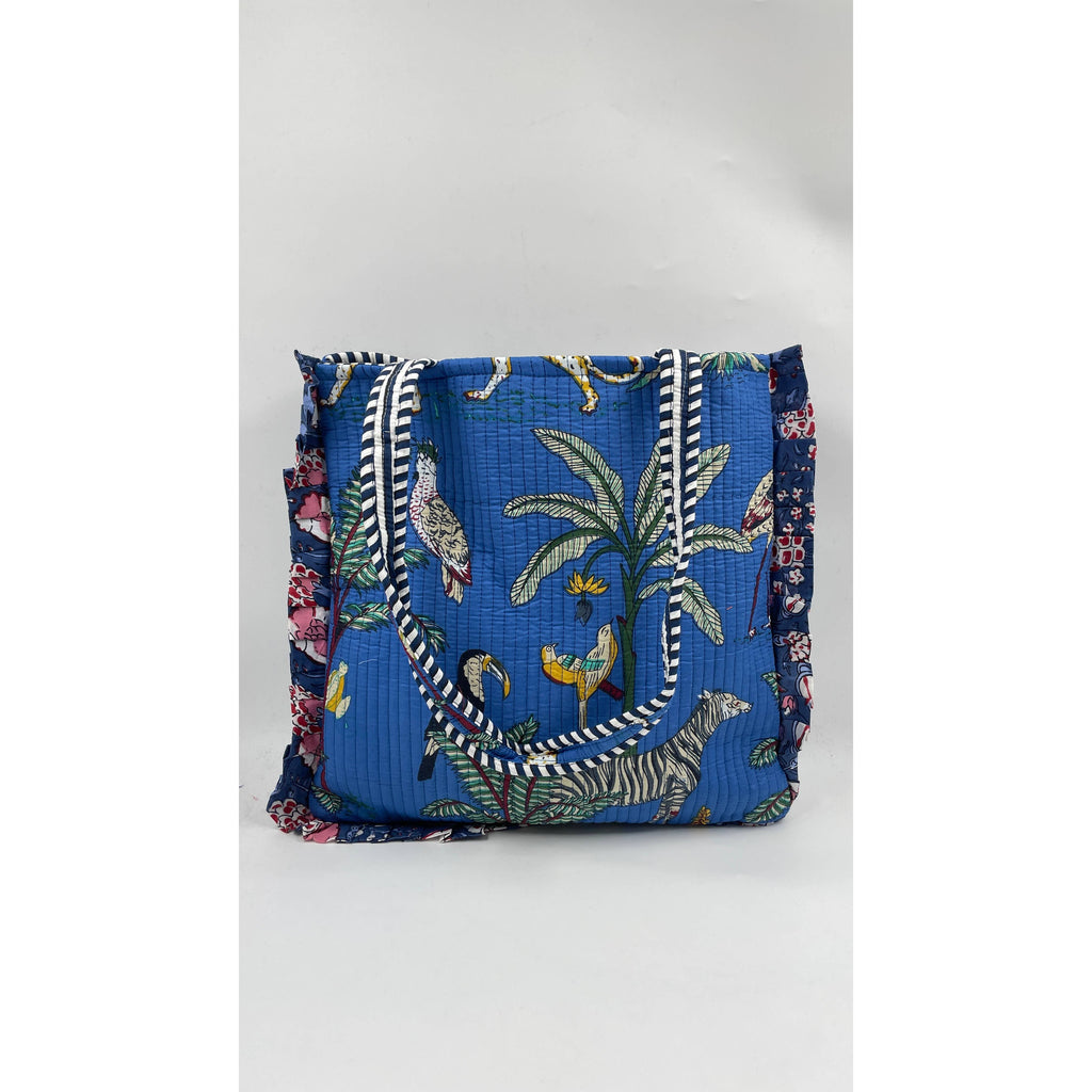 Kantha Quilted Reversable Bag with Frill
