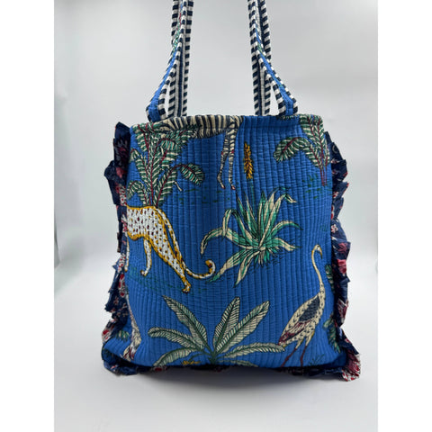 Kantha Quilted Reversable Bag with Frill
