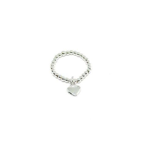Silver Bead Stretch Ring - Various Charms