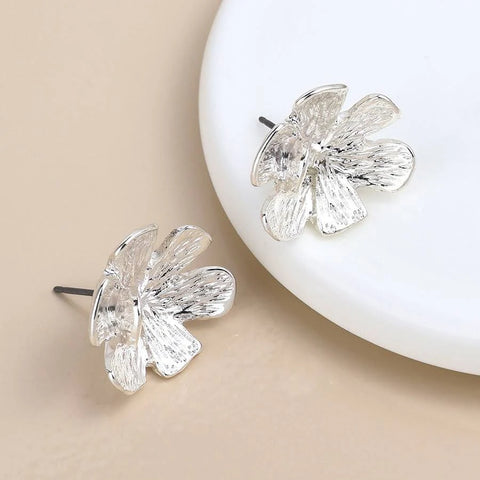 Silver Floral Bloom Earrings