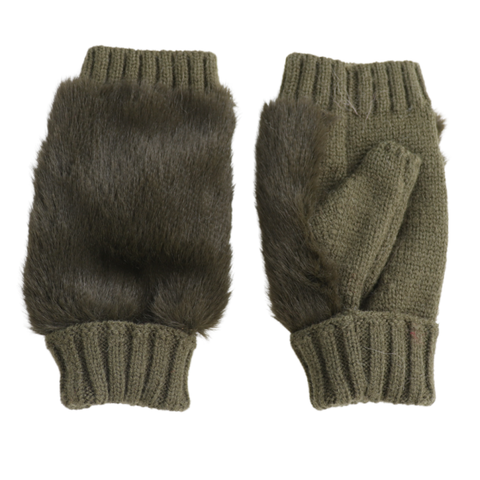 Faux Fur Fingerless Gloves - Various Colours