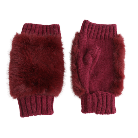 Faux Fur Fingerless Gloves - Various Colours