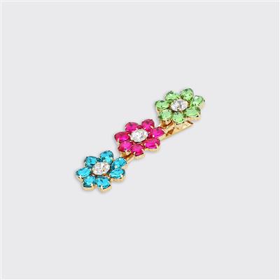 Floral Gem Barrette Hair Clip - Multicolour