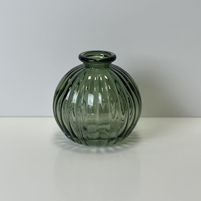 Mini Ribbed Globe Glass Vase - Various Colours