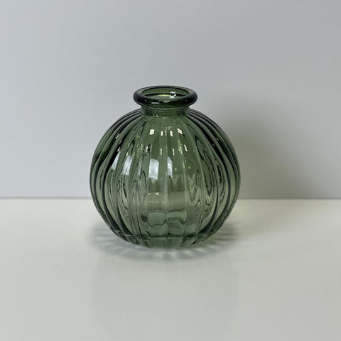 Mini Ribbed Globe Glass Vase - Various Colours