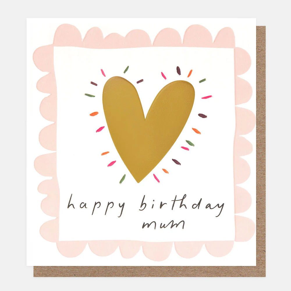 Happy Birthday Mum - Gold Heart