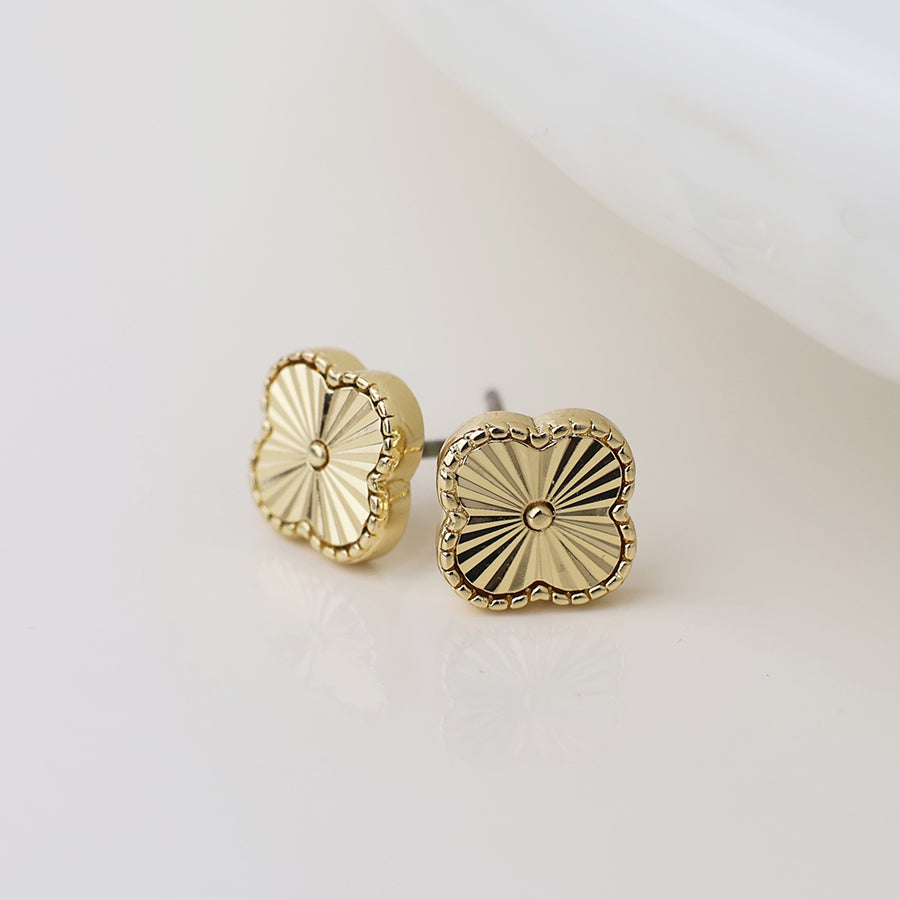 Gold Quatrefoil Stud Earrings