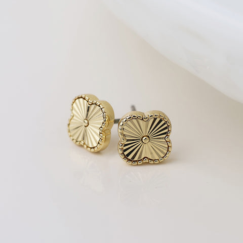Gold Quatrefoil Stud Earrings
