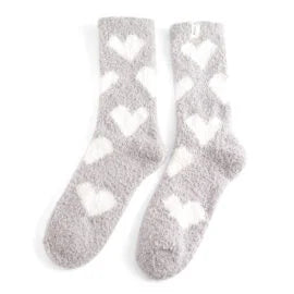 Fluffy Hearts Socks - Various Colours