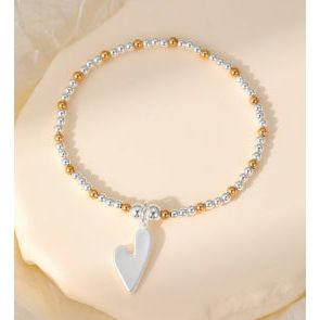 Asymmetric Heart Charm Bracelet - Various Colours