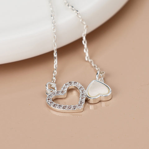 Silver Topsy Turvy Hearts Necklace