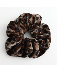 Velvet Leopard Print Scrunchie - Various Colours