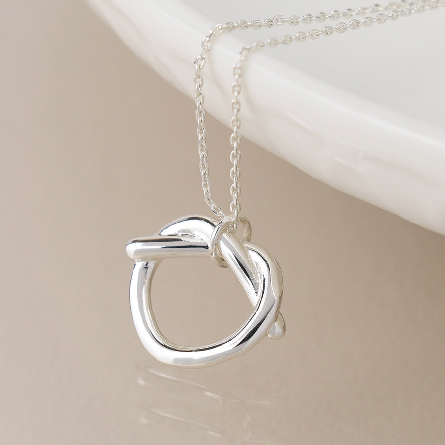 Silver Plated Knot Heart Necklace