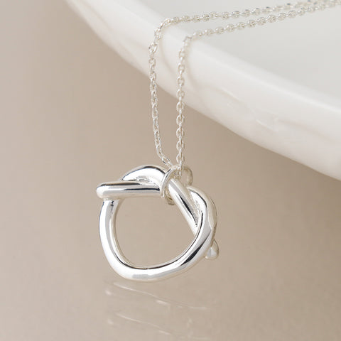 Silver Plated Knot Heart Necklace