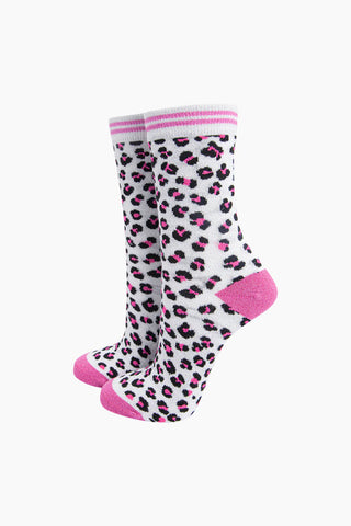Glitter Leopard Print Socks - Various Colours