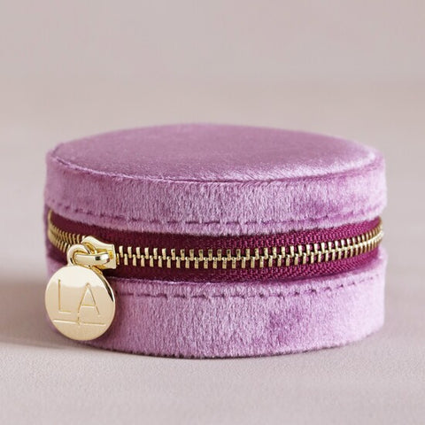 Velvet Round Jewellery Case - Various Colours