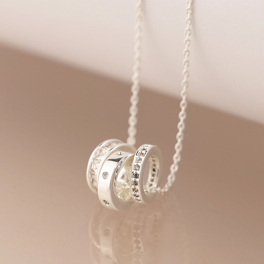 Triple Mini Crystal Ring Necklace
