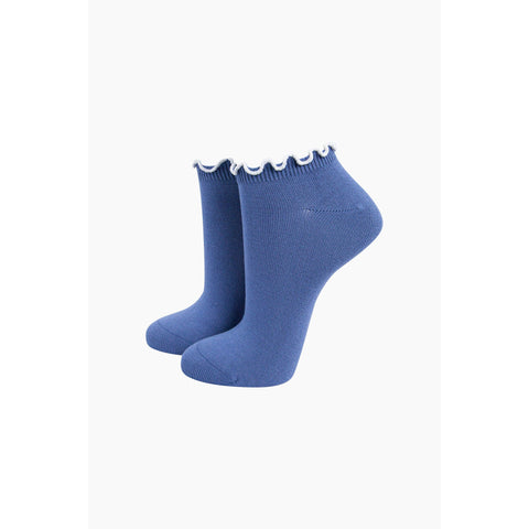 Plain Frill Trim Bamboo Trainer Socks - Various Socks