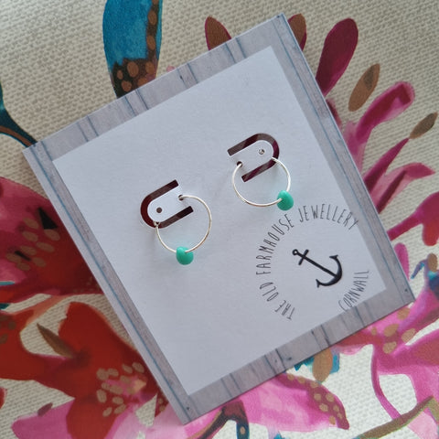 Sterling Silver Hoop & Teardrop  - Various Stones