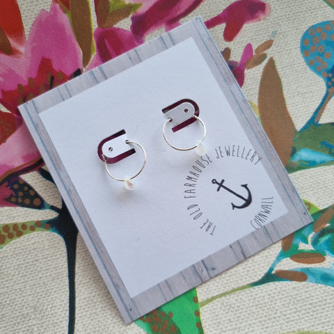 Sterling Silver Hoop & Teardrop  - Various Stones